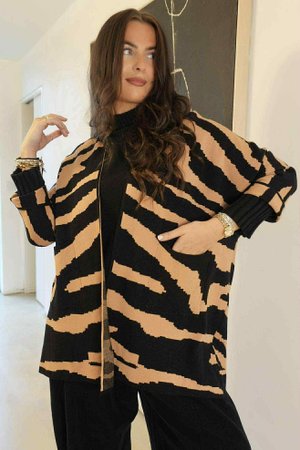 Oslo Animal Knit Cardigan Camel